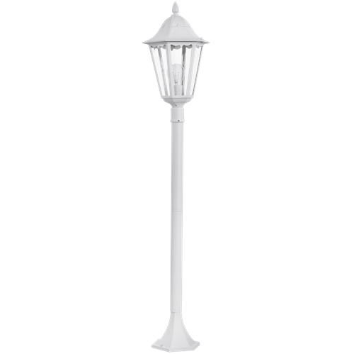 Navedo havelampe i Støbt Aluminium Hvid med glasskærm Klar, MAX 60W E27, Base 17 cm, diameter 23 cm, højde 120 cm.
